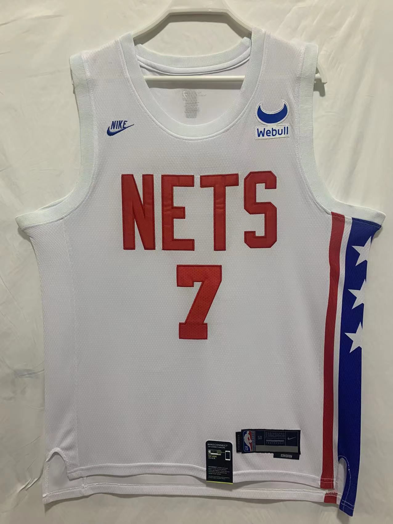 Men Brooklyn Nets 7 Durant White Throwback Nike Season 22-23 NBA Jersey